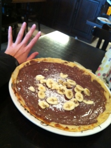Big banana/nutella pancake is big. Really big. Especially compared to my hand. And my hand is not super small!